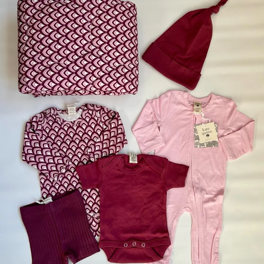 NWT Kate Quinn 6PC Newborn Bundle NB-6M Quilt Layette Organic Cotton Modal
